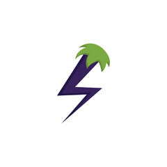 eggplant bolt lightning logo design.
