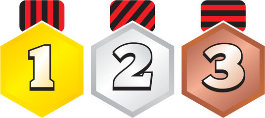 gold silver bronze championship medal icon design