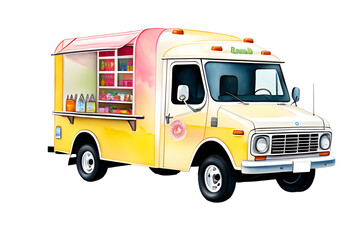 ice cream truck isolated on white