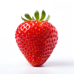one strawberry on white background, generative Ai