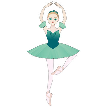 ダンサーのイラスト_バレエ「ドン・キホーテ」森の女王を踊るバレリーナのイメージ_主線あり