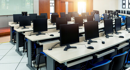 Group of computers in computer lab