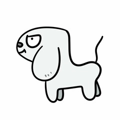 freehand drawn black and white cartoon dog