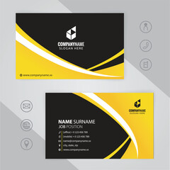 Set of yellow and black Modern Corporate Business Card Design Templates, vector eps 10