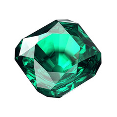 Green emerald gem. isolated object, transparent background