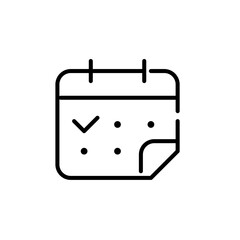 Flip-over calendar with tick sign. Check the date. Pixel perfect, editable stroke icon