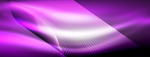 Glowing neon wave abstract background - vibrant, luminescent waves pulsate in a captivating and electrifying display