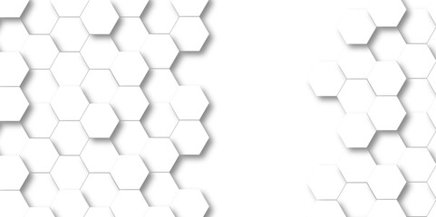Background with white and black lines 3d Hexagonal structure futuristic white background and Embossed Hexagon , honeycomb white Background ,light and shadow ,Vector. 