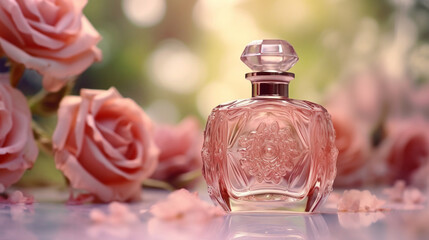Obraz na płótnie Canvas bottle of perfume HD 8K wallpaper Stock Photographic Image 