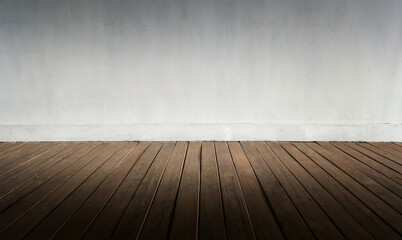 Empty room  with white wall and wood floor for background