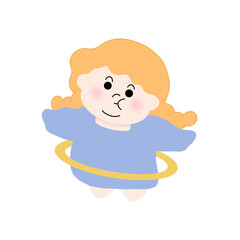 Illustration about cute chubby girl exercising