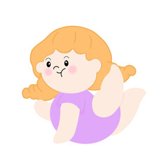 Illustration about cute chubby girl exercising