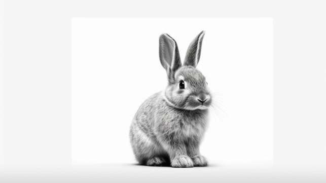 white rabbit isolated on white background HD 8K wallpaper Stock Photographic Image
