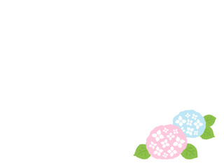 かわいい夏の紫陽花のフレーム／手書きイラスト