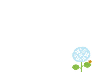 かわいい夏の紫陽花とかたつむり／手書きイラスト