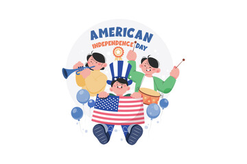 American Independence Day Illustration concept on white background