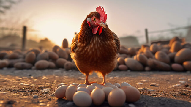 chicken on the farm HD 8K wallpaper Stock Photographic Image
 