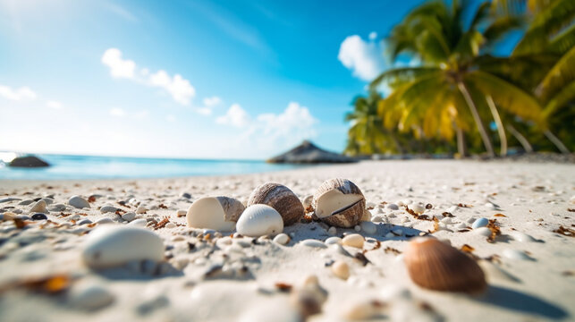 shell on the beach HD 8K wallpaper Stock Photographic Image

