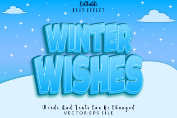 Winter Wishes Editable Text Effect Emboss Cartoon Style