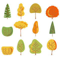 Obraz premium The autumn tree bundle set vector image