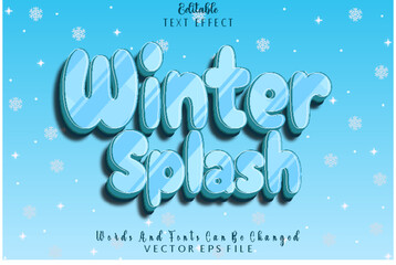 Winter Splash Editable Text Effect Emboss Cartoon Style