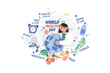 World Health Day Illustration concept on white background