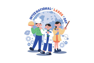 International Labor Day Illustration concept on white background