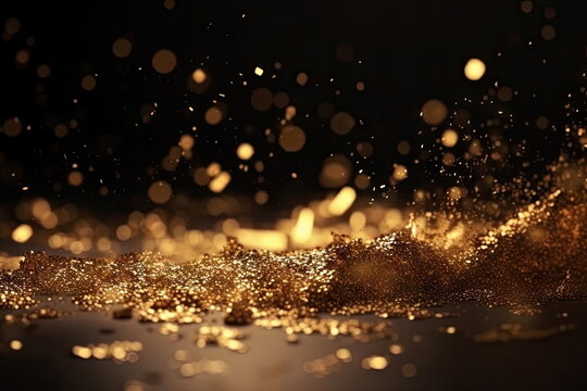 gold background on dark background, glitter lights