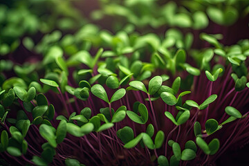 Close-up of microgreens sprouts, Generative AI