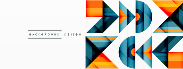 Obraz premium Visually captivating background design showcasing dynamic geometric lines, triangles, and squares. This composition blends precision and movement, creating an engaging graphic with a modern aesthetic