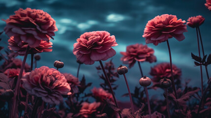 poppies in the sky HD 8K wallpaper Stock Photographic Image
