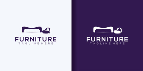 furniture sofa minimalist flat logo template vector illustration design