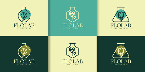 Flower Lab Logo Icon Design Template. Florist, Lab, Rose, Elegant Simple and Modern Vector