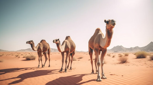 camel in the desert HD 8K wallpaper Stock Photographic Image
