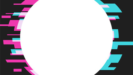 Glitched Color Leak Circle Template Background, Black