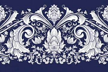 template thai pattern, blue and white color