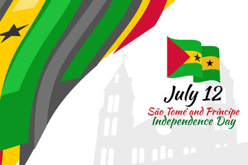 July 12, Independence day of São Tomé and Príncipe vector illustration. Suitable for greeting card, poster and banner. 