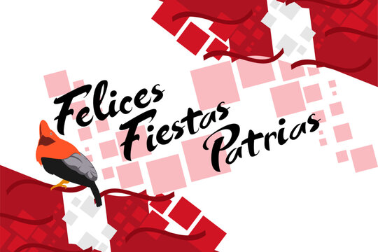 Translate: Happy Independence day (felices fiestas patrias).  July 28, Independence day of Peru vector illustration. Suitable for greeting card, poster and banner. 