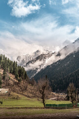 Breathtaking landscape and mountains of Kashmir stock image. 