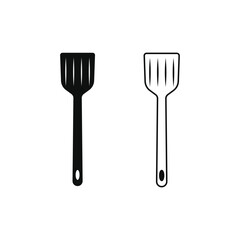 Spatula icon silhouette and line on white background