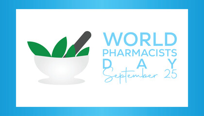 World Pharmacists day is observed every year on 25 September. banner, poster, card, background design.