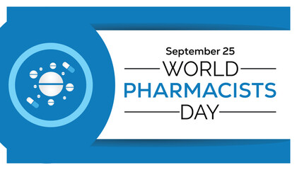 World Pharmacists day is observed every year on 25 September. banner, poster, card, background design.