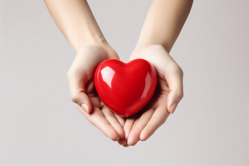 hands holding heart, world heart day illustration, create using generative AI tools
