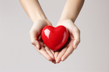 Obraz premium hands holding heart, world heart day illustration, create using generative AI tools