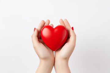 hands holding heart, world heart day illustration, create using generative AI tools