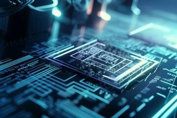 Fototapeta na wymiar Revolutionary Advancements in Computer Technology: Exploring the Microscopic World of Digital Circuitry and Electronic Communicatio, generative AI