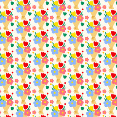 Modern colorful floral bouquet surface pattern design