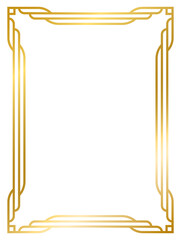 Art Deco gold frame vintage frame line geometric wedding label card frame png transparent background