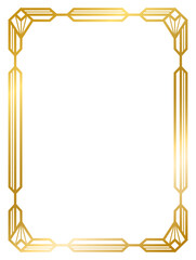 Art Deco gold frame vintage frame line geometric wedding label card frame png transparent background