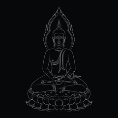 buddha vector illustrator out line black and white 